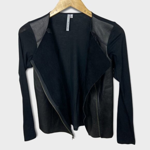 Revolve Michael Stars 100% Leather‎ Lea Moto Asymmetric Zip Jacket Size XS Boho - Picture 6 of 14